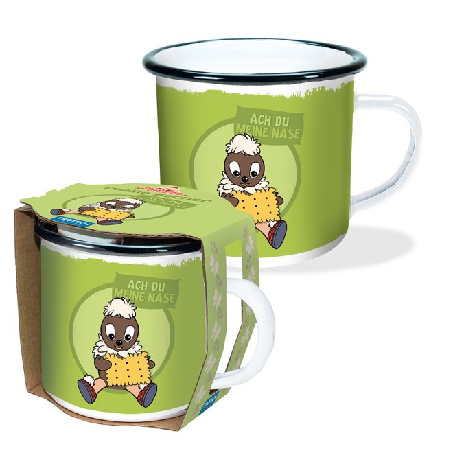 UNSER SANDMÄNNCHEN Emaillebecher "Pitti Meine Nase"