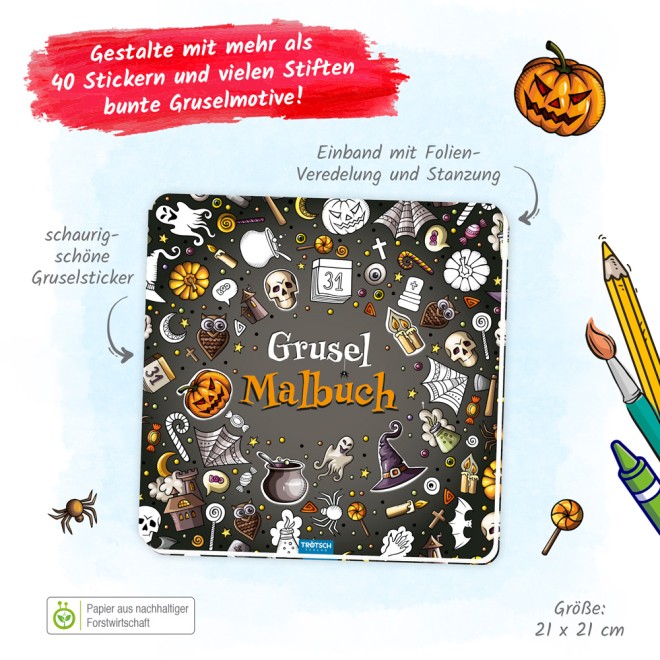 Gruselmalbuch mit Stickern