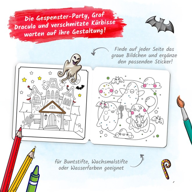 Gruselmalbuch mit Stickern