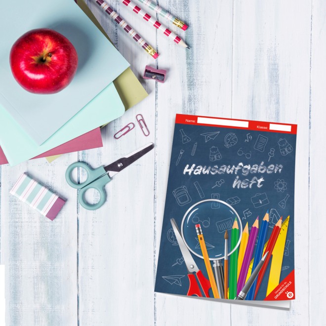 Hausaufgabenheft Grundschule Tafel blau
