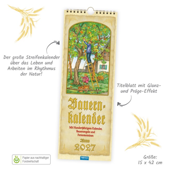 Maxi-Streifenkalender Bauernkalender 2027
