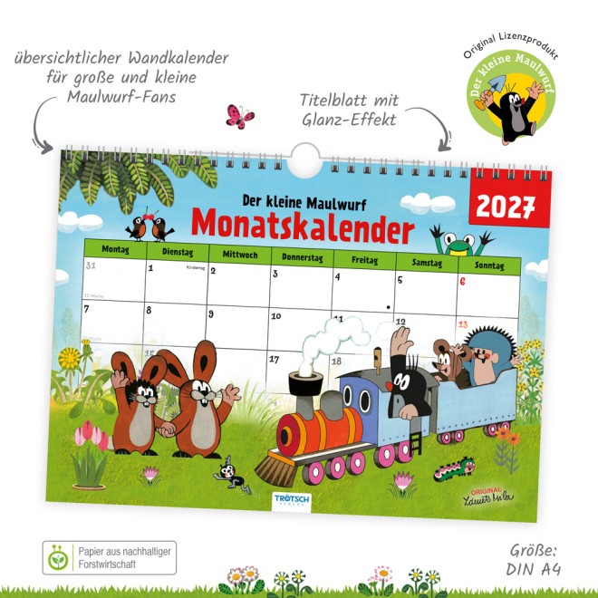 Der kleine Maulwurf Monatsterminer Monatskalender 2027