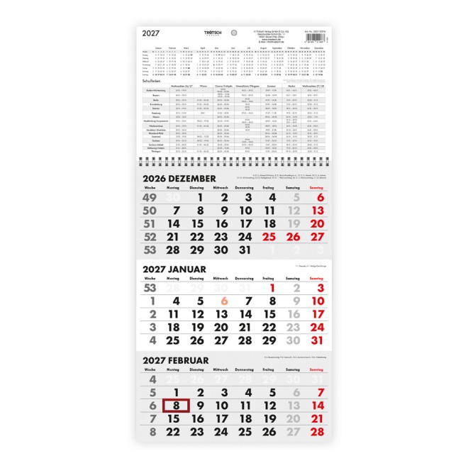 Dreimonatskalender Drei-Monatskalender 2027
