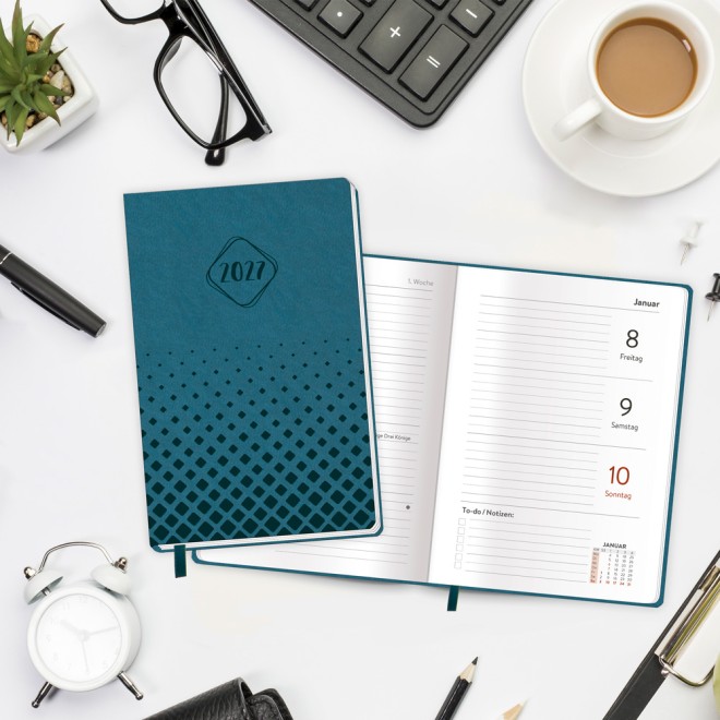 Taschenkalender A6 Soft Touch Petrol 2027