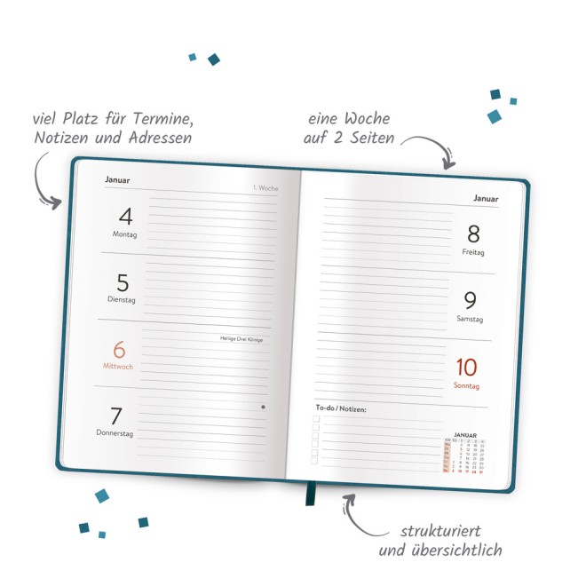 Taschenkalender A6 Soft Touch Petrol 2027