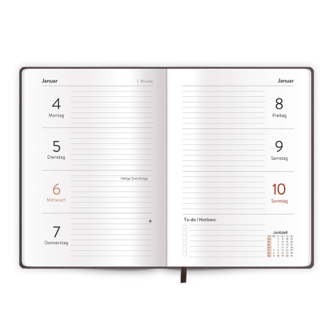 Taschenkalender A6 Soft Touch Anthrazit 2027