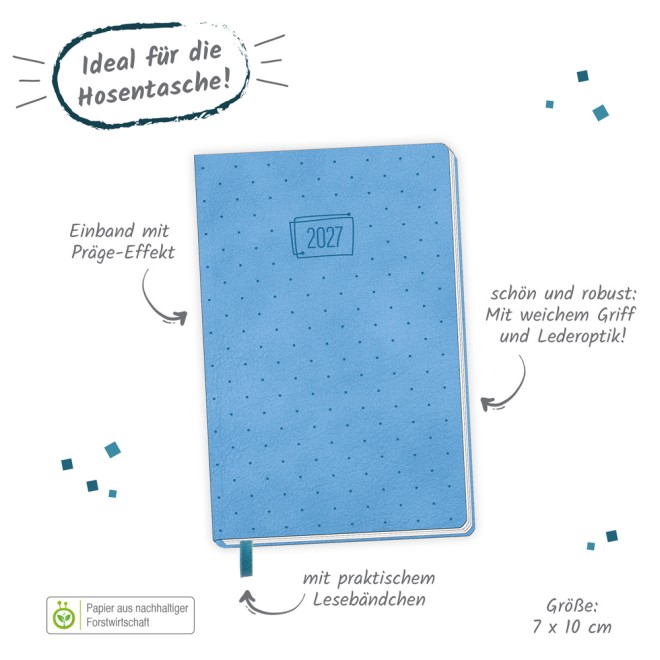 Taschenkalender A7 Soft Touch Punkte 2027