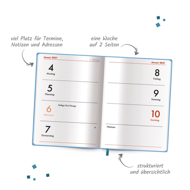 Taschenkalender A7 Soft Touch Punkte 2027
