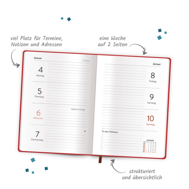 Taschenkalender A6 Soft Touch Herzchen 2027