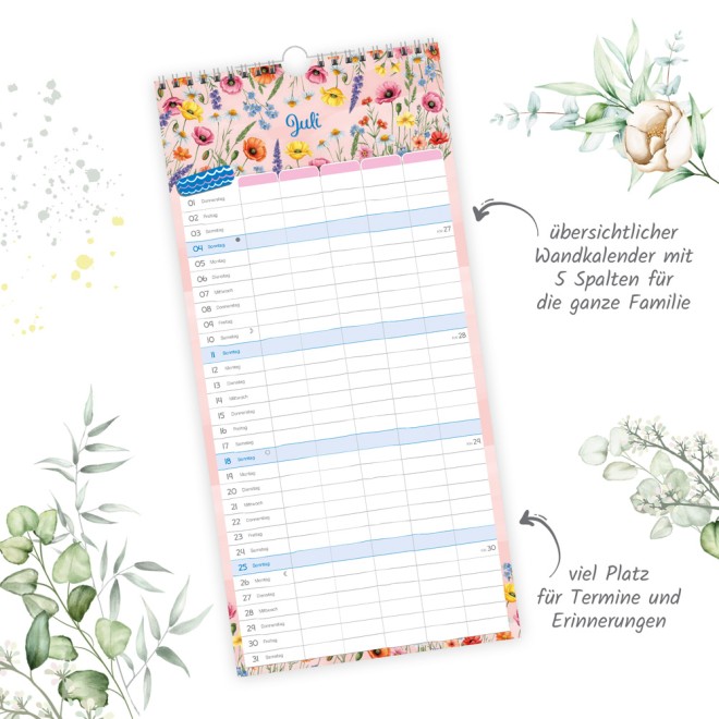 Familienkalender Familienterminer Blumen 2027