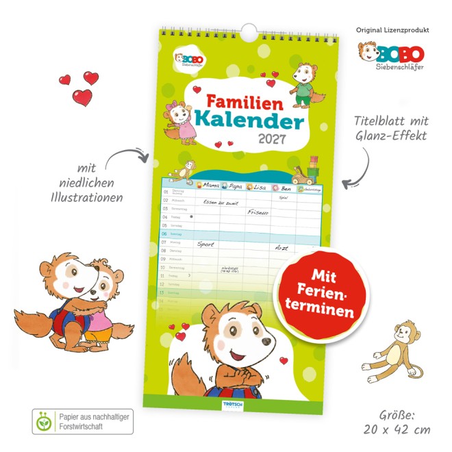 Familienkalender Bobo Siebenschläfer 2027