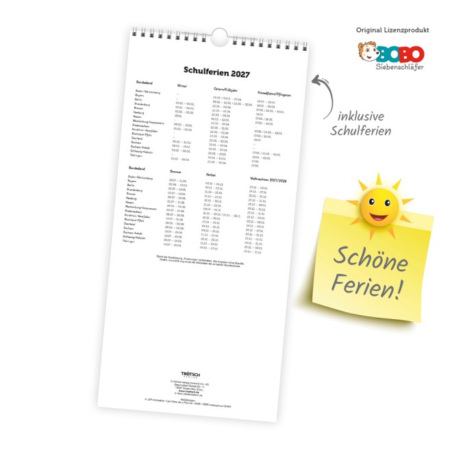 Familienkalender Bobo Siebenschläfer 2027