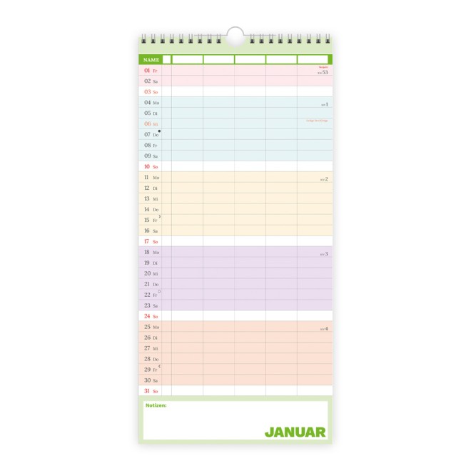 Familienkalender Farben 2027