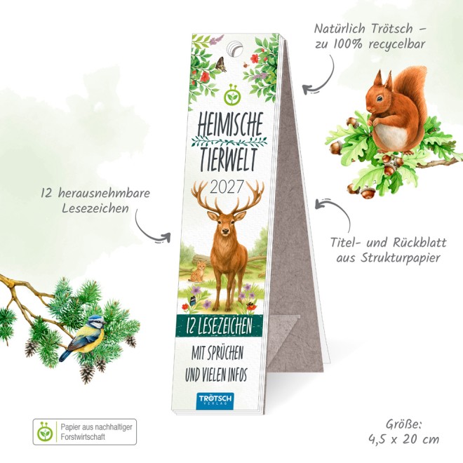 Lesezeichenkalender Heimische Tierwelt 2027