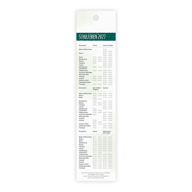 Lesezeichenkalender Heimische Tierwelt 2027