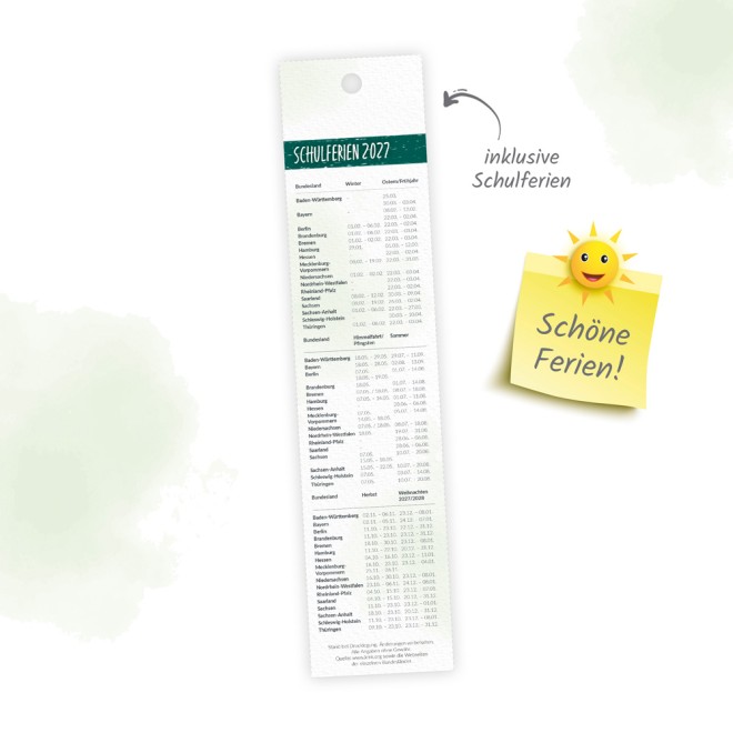 Lesezeichenkalender Heimische Tierwelt 2027