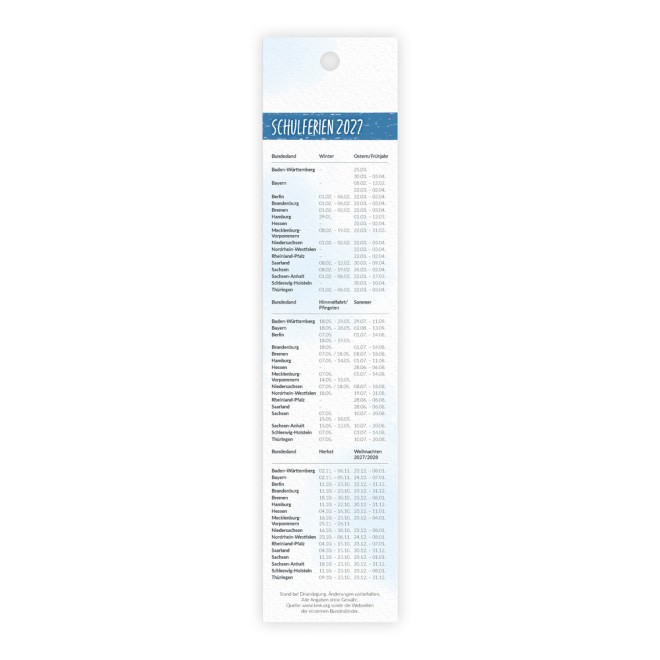 Lesezeichenkalender Küstenliebe 2027