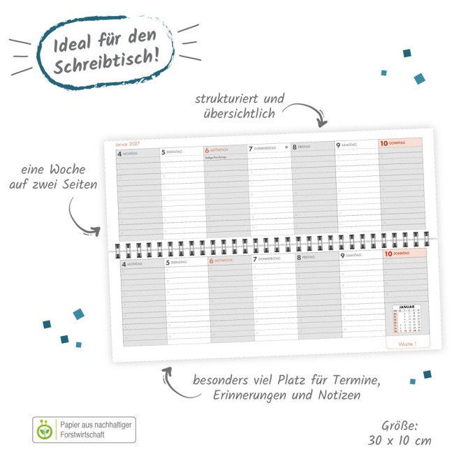 Schreibtischquerkalender 2 2027