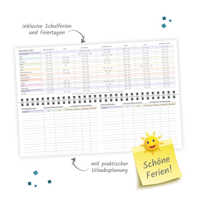 Schreibtischquerkalender Timer Farben 2027
