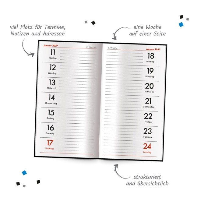 Taschenterminer schwarz 2027