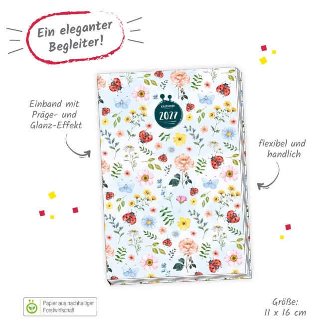 Taschenkalender A6 Marienkäfer 2027