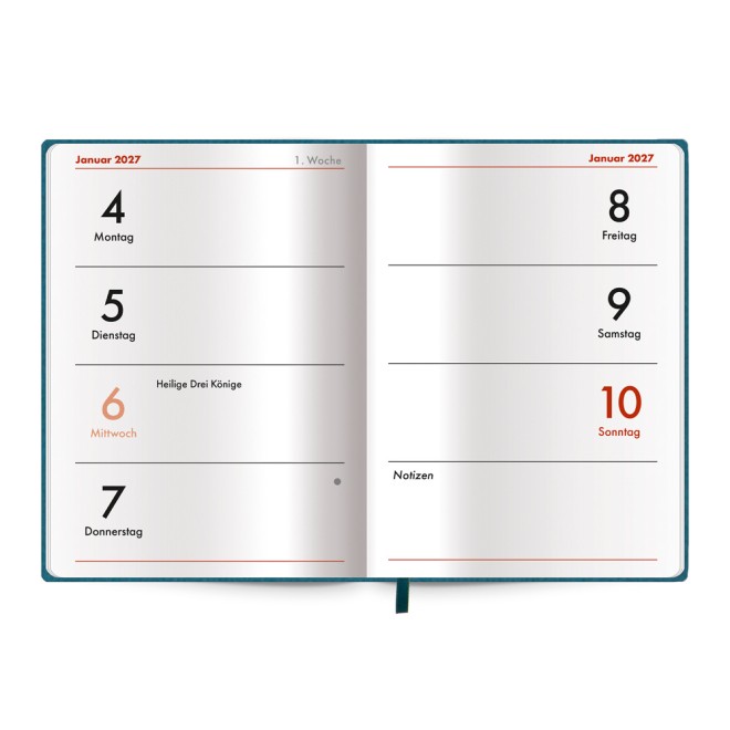 Taschenkalender A7 Soft Touch Petrol 2027