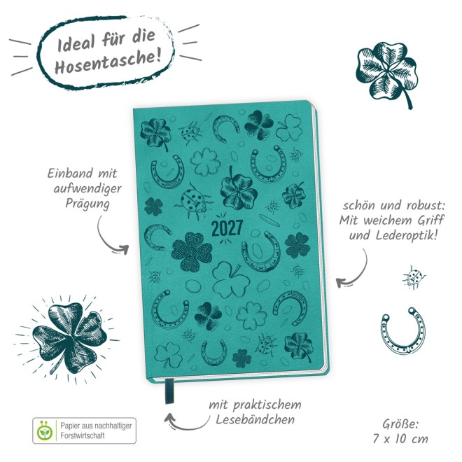 Taschenkalender A7 Soft Touch Glück 2027