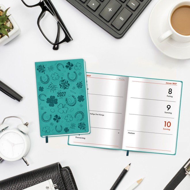 Taschenkalender A7 Soft Touch Glück 2027