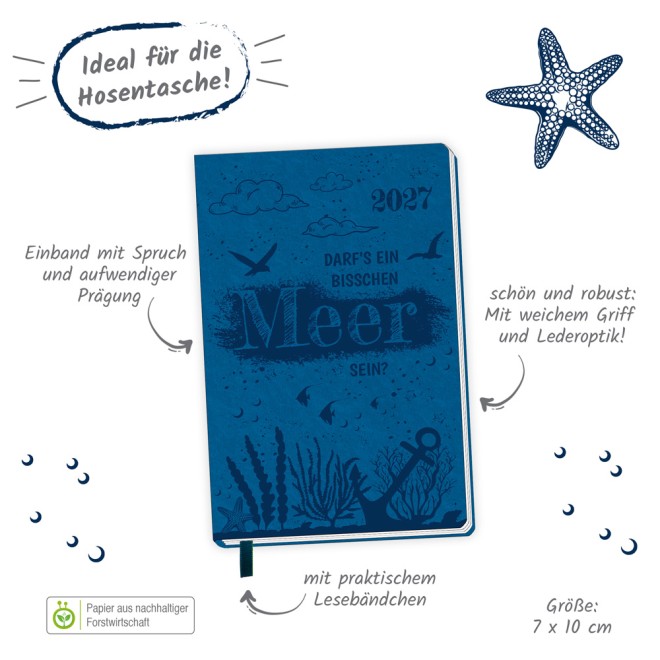 Taschenkalender A7 Soft Touch Maritim 2027