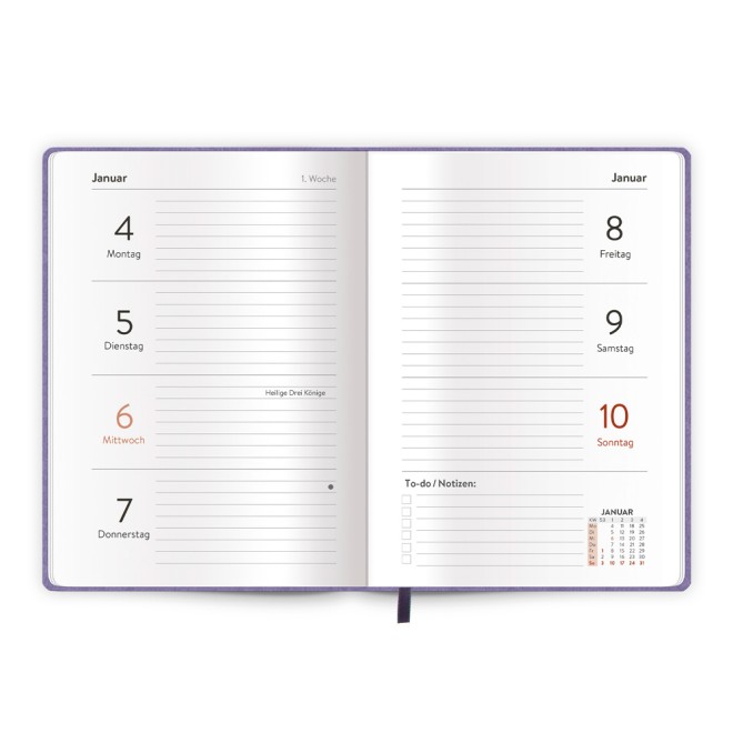 Taschenkalender A6 Soft Touch Blumen 2027