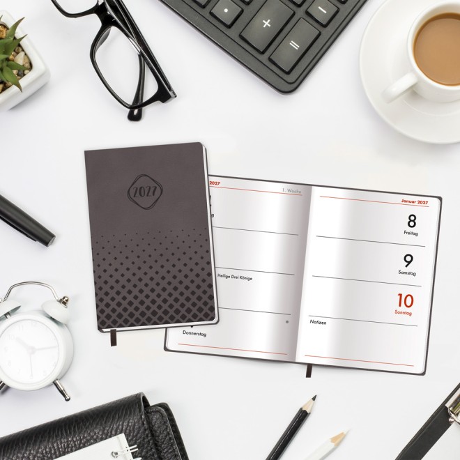 Taschenkalender A7 Soft Touch Anthrazit 2027