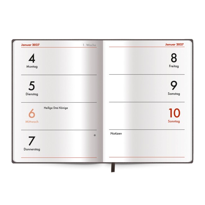 Taschenkalender A7 Soft Touch Anthrazit 2027