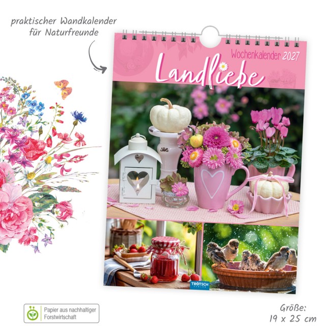 Wochenkalender zum Hängen Landliebe 2027