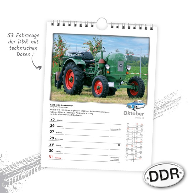 Wochenkalender zum Hängen DDR-Fahrzeuge 2027