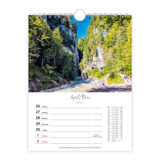 Wochenkalender zum Hängen Deutschlandreise 2027