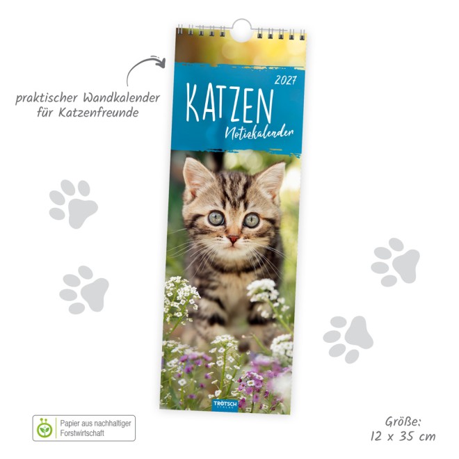 Streifenkalender Katzen 2027 Notizkalender