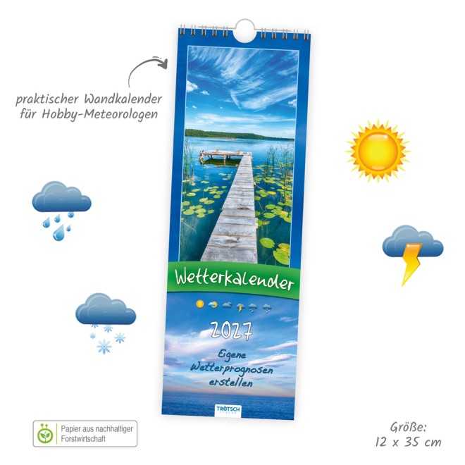 Streifenkalender Wetterkalender 2027 Notizkalender