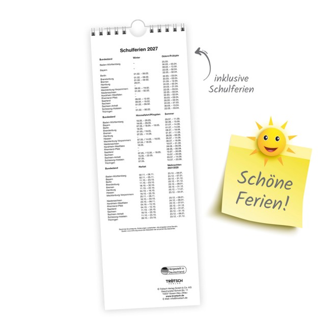 Streifenkalender Wetterkalender 2027 Notizkalender