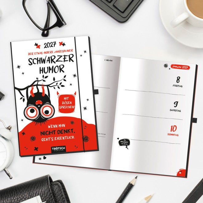 Buchkalender Jahresplaner Schwarzer Humor 2027