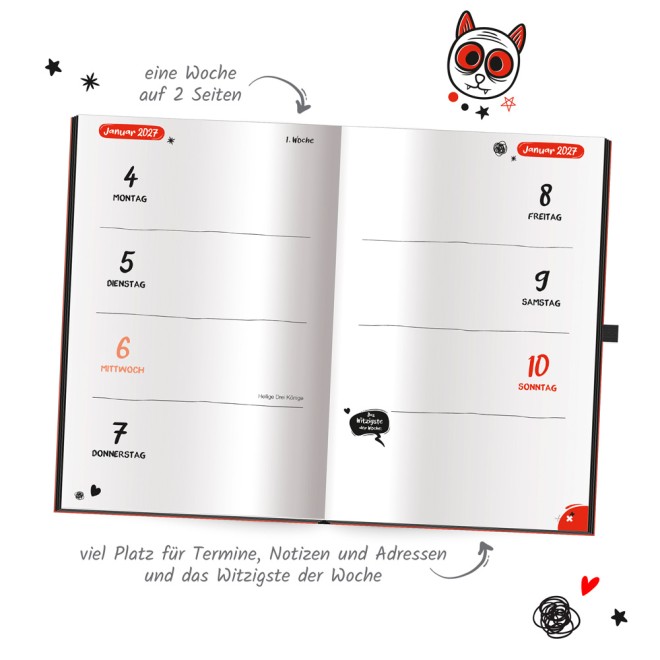 Buchkalender Jahresplaner Schwarzer Humor 2027