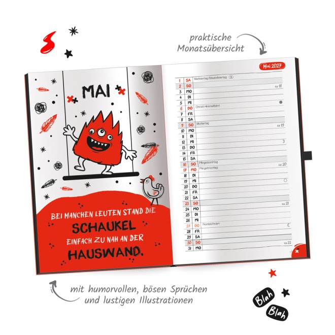 Buchkalender Jahresplaner Schwarzer Humor 2027