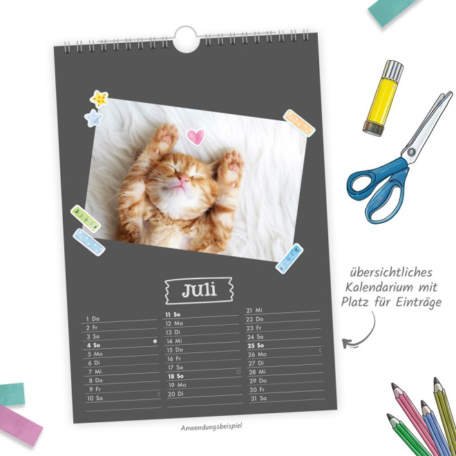 Foto- und Bastelkalender Premium A4 2027 mit vielen Stickern