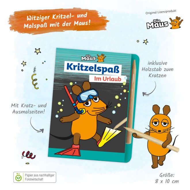 DIE MAUS Mini-Kratzblock "Im Urlaub"