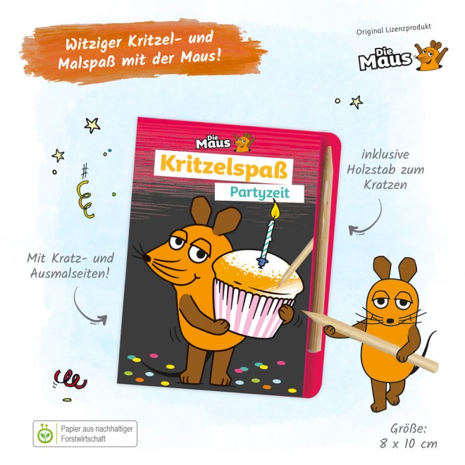 DIE MAUS Mini-Kratzblock "Partyzeit"
