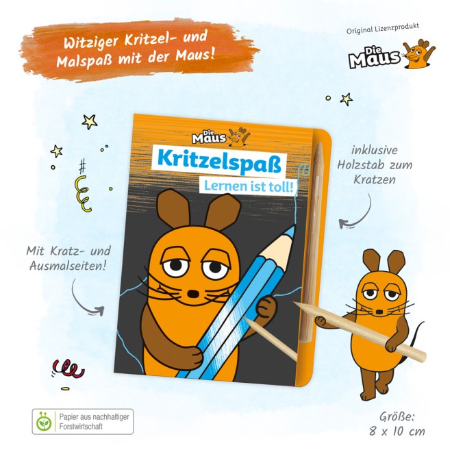 DIE MAUS Mini-Kratzblock "Lernen"
