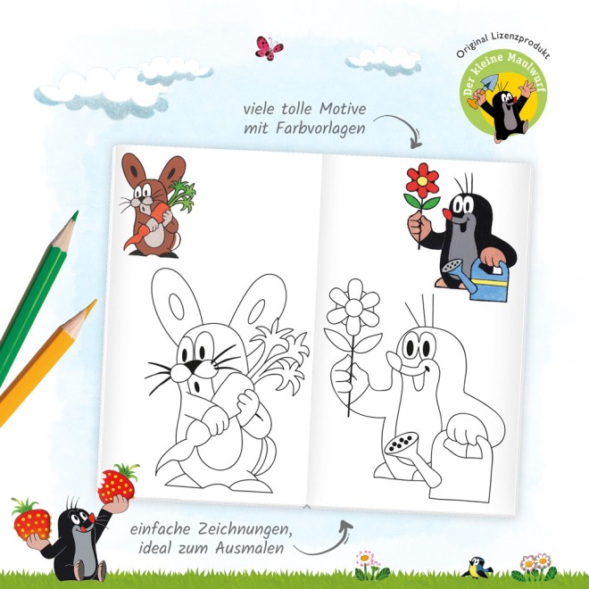 DER KLEINE MAULWURF Ausmalbuch mit Stickern