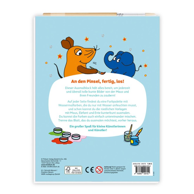 DIE MAUS Ausmalblock Farbpalette
