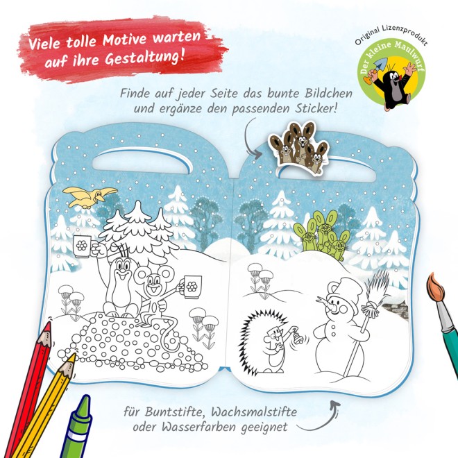 Der kleine Maulwurf Sticker Malbuch Winter