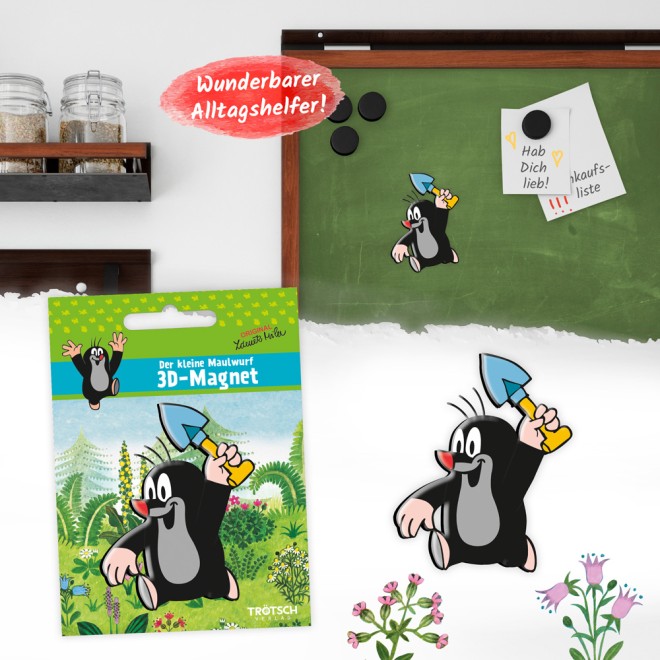 DER KLEINE MAULWURF 3D Magnet "Maulwurf mit Schaufel"