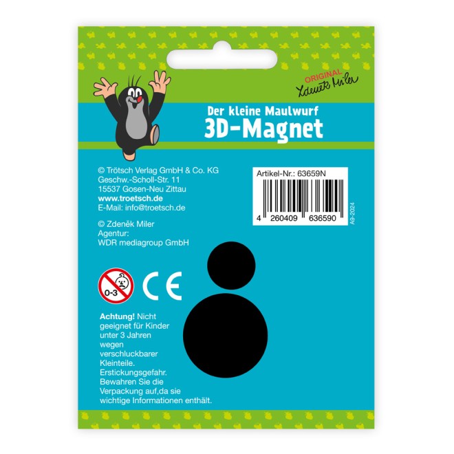 DER KLEINE MAULWURF 3D Magnet "Maulwurf mit Schaufel"